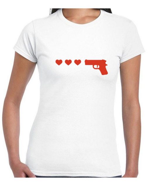 Gun Hearts Ringer T Shirt