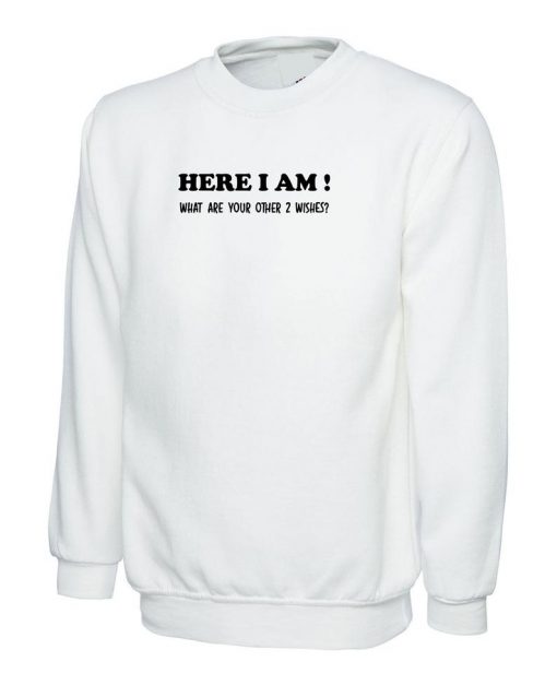 Here I Am What are your other 2 Wishes Funny Sweatshirt