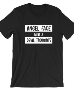 Ladies Angel With Devil Thoughts Funny T shirt