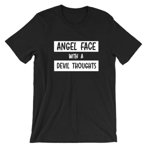 Ladies Angel With Devil Thoughts Funny T shirt