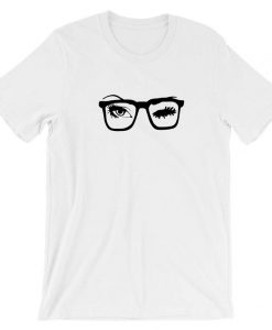 Ladies Womens Blinked Eyes Face with Glasses Funny Tshirt