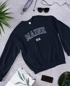 NCAA Maine Black Bears Blended Vintage Arch Crewneck Sweatshirt