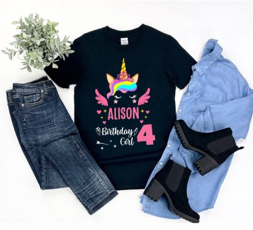 Personalized Unicorn Birthday Girl Shirt