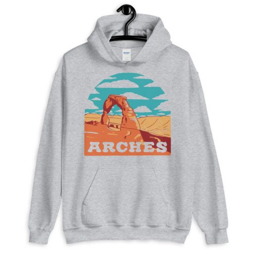 Arches National Park Moab Utah Vintage Heather Gray Pullover Unisex Hoodie