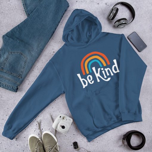 Be Kind Rainbow Indigo Blue Unisex Hoodie