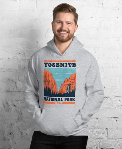 Classic Yosemite National Park Vintage California Heather Gray Pullover Hoodie