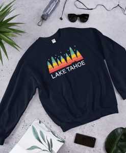 Colorful Lake Tahoe Unisex Navy Blue Sweatshirt