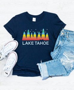 Colorful Lake Tahoe Unisex Navy Blue T-Shirt