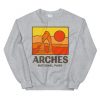 Heather Gray Arches National Park Unisex Crewneck Sweatshirt