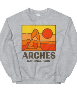 Heather Gray Arches National Park Unisex Crewneck Sweatshirt