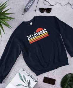 Navy Blue Midwest Vintage Unisex Crewneck Sweatshirt