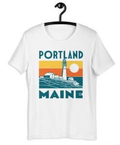 Portland Maine Vintage Lighthouse White Unisex T-Shirt