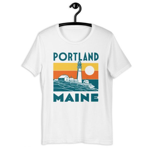 Portland Maine Vintage Lighthouse White Unisex T-Shirt