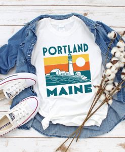 Portland Maine Vintage White Unisex T-Shirt