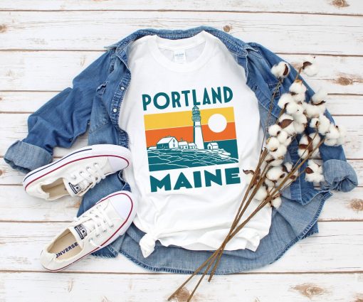 Portland Maine Vintage White Unisex T-Shirt