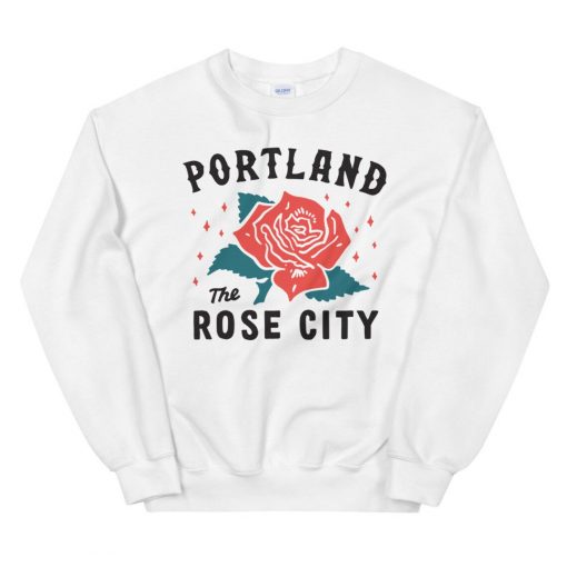 Portland Oregon Rose City White Vintage Unisex Sweatshirt