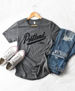 Portland Oregon Vintage Unisex Dark Heather Gray T-Shirt