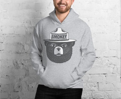Smokey The Bear Vintage National Forest Heather Gray Pullover Hoodie