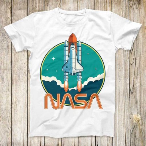 Super Cool Nasa Tee Power Rocket Logo Design Art Drawing T Shirt