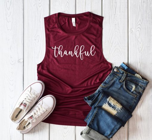 Thankful Thanksgiving Muscle Tank Top