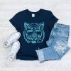 Tiger Sunglasses Cool Cat Navy Blue Unisex T-Shirt