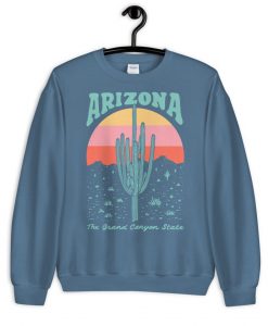 Vintage Arizona Saguaro Cactus Desert Retro Grand Canyon Crewneck Sweatshirt