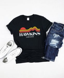 Vintage Hawkins Indiana Stranger Things Black Retro 80s Unisex T-Shirt