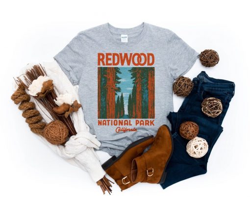 Vintage Redwood National Park California Unisex Heather Gray T-Shirt