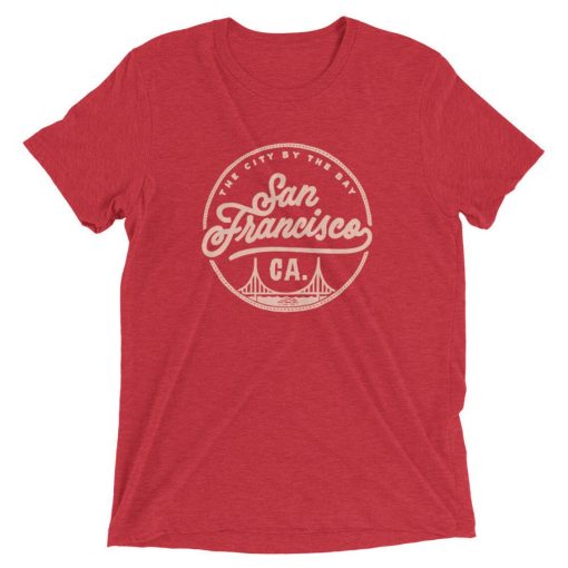 Vintage San Francisco California SF Golden Gate Tri-Blend Red Unisex T-shirt