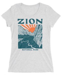 Womens Zion National Park Utah Vintage White Fleck Ladies' T-shirt