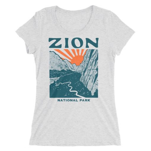 Womens Zion National Park Utah Vintage White Fleck Ladies' T-shirt