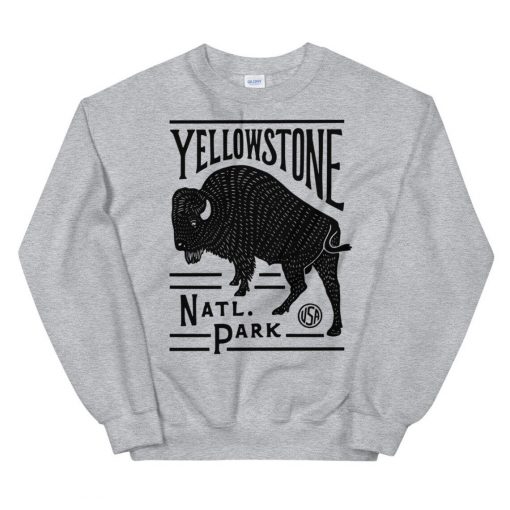 Yellowstone National Park USA Vintage Buffalo Bison Sweatshirt