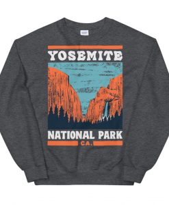 Yosemite National Park Dark Heather Gray Unisex Crewneck Sweatshirt