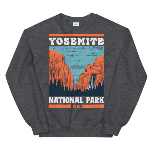 Yosemite National Park Dark Heather Gray Unisex Crewneck Sweatshirt