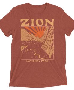 Zion National Park Utah Vintage Clay Unisex Tri Blend T-shirt