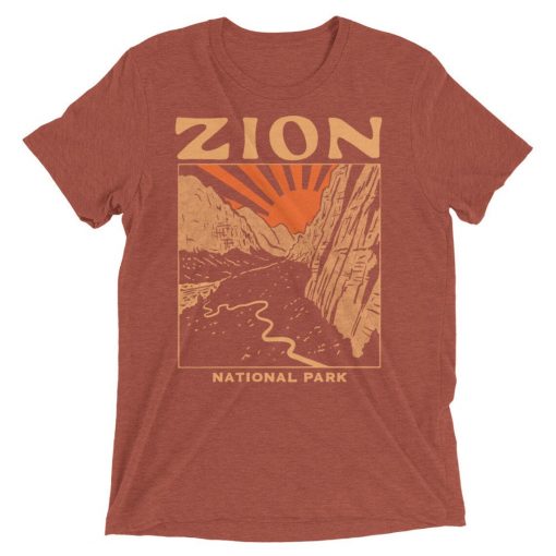 Zion National Park Utah Vintage Clay Unisex Tri Blend T-shirt