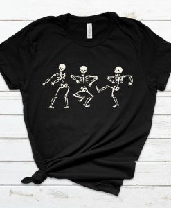 Dancing Skeleton White Font Shirt