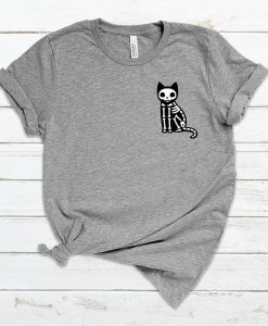 Skeleton Cat Pocket Shirt