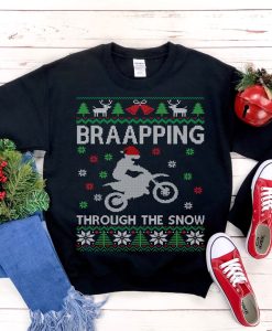 Braapping Through The Snow Motocross Ugly Christmas Sweatshirt