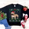 French Bulldog Santa Hat Wrapped in Christmas Lights Sweatshirt