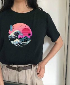 Retrowave Great Wave off Kanagawa Shirt