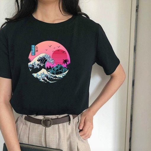 Retrowave Great Wave off Kanagawa Shirt