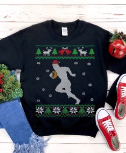 Rugby Player Santa Hat Ugly Christmas Sweatshirt