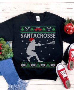 Santacrosse Lacrosse Player Ugly Christmas Sweatshirt