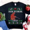 Social Distancing Expert Ice Fishing Ugly Christmas Sweatshirt