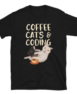 Coffee, Cats, and Coding Funny Programmer T-Shirt