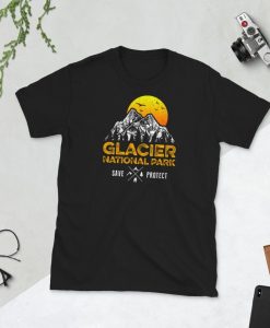 Glacier National Park Retro Sunset Save and Protect T-Shirt