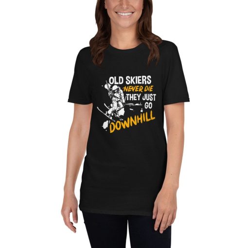 Old Skier Never Die The Just Go Downhill Funny Birthday Shirt