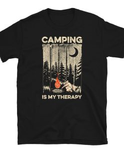 Retro Campfire Camping Is My Therapy Short-Sleeve Unisex T-Shirt