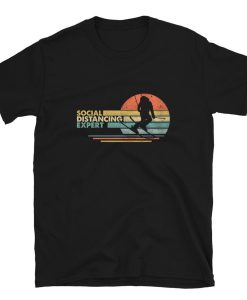 Sunset Retro Ski Skiing Winter Sport Social Distancing T-Shirt